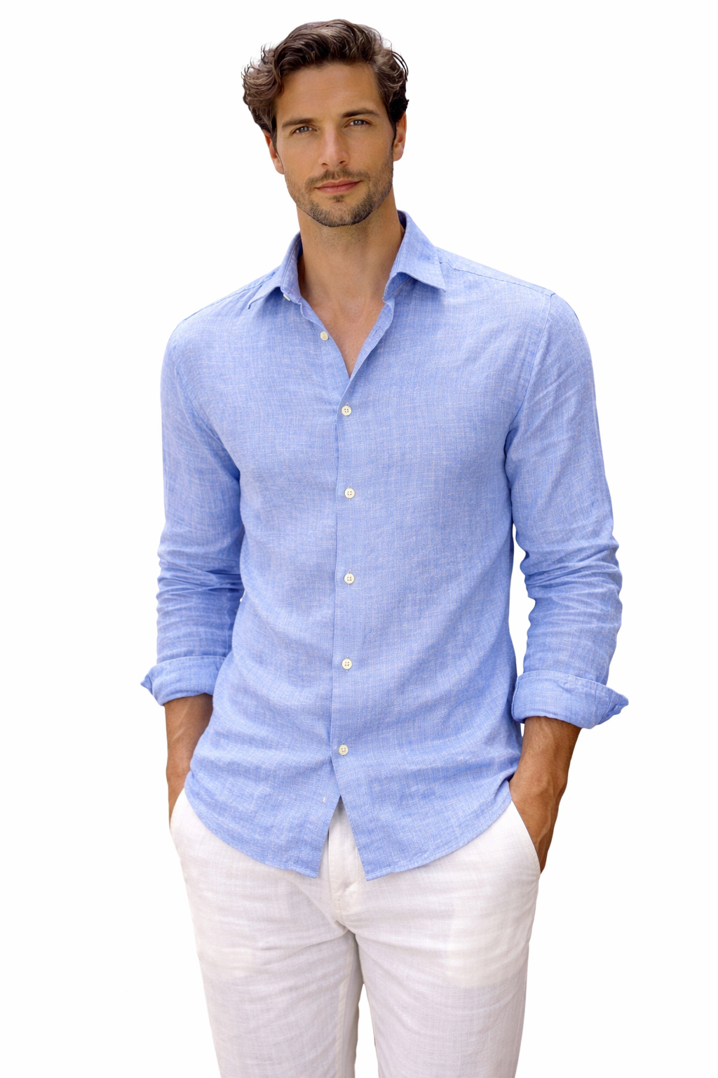 Men's denim-colored linen shirt