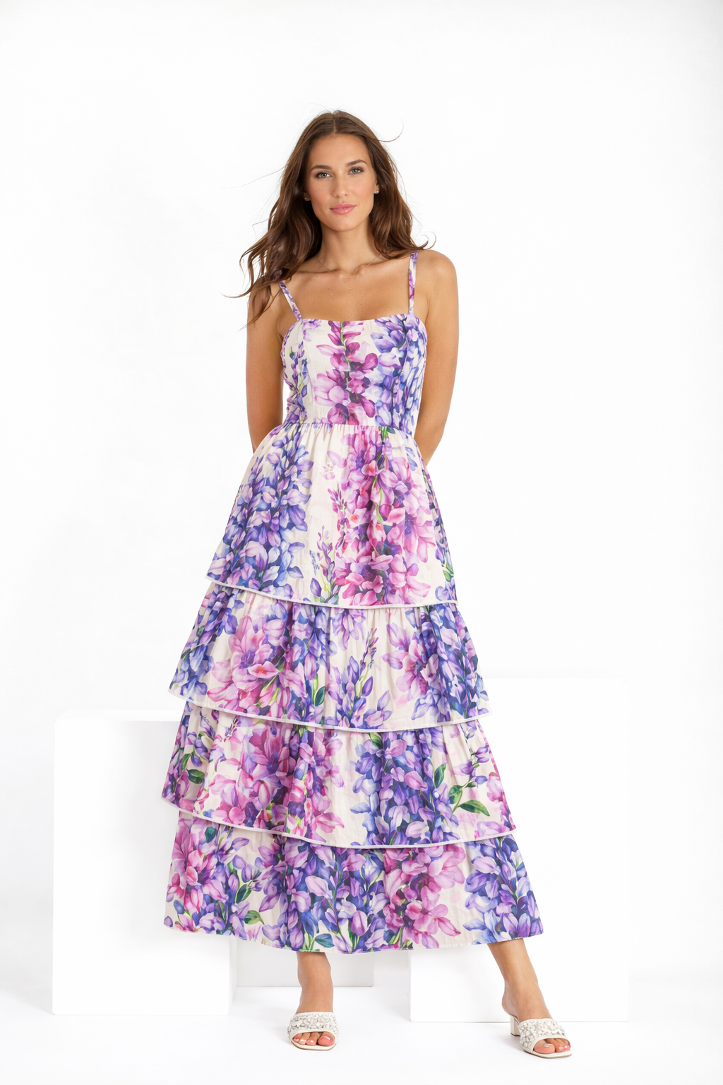 Leinenkleid Luana mit Glyzinien-Print