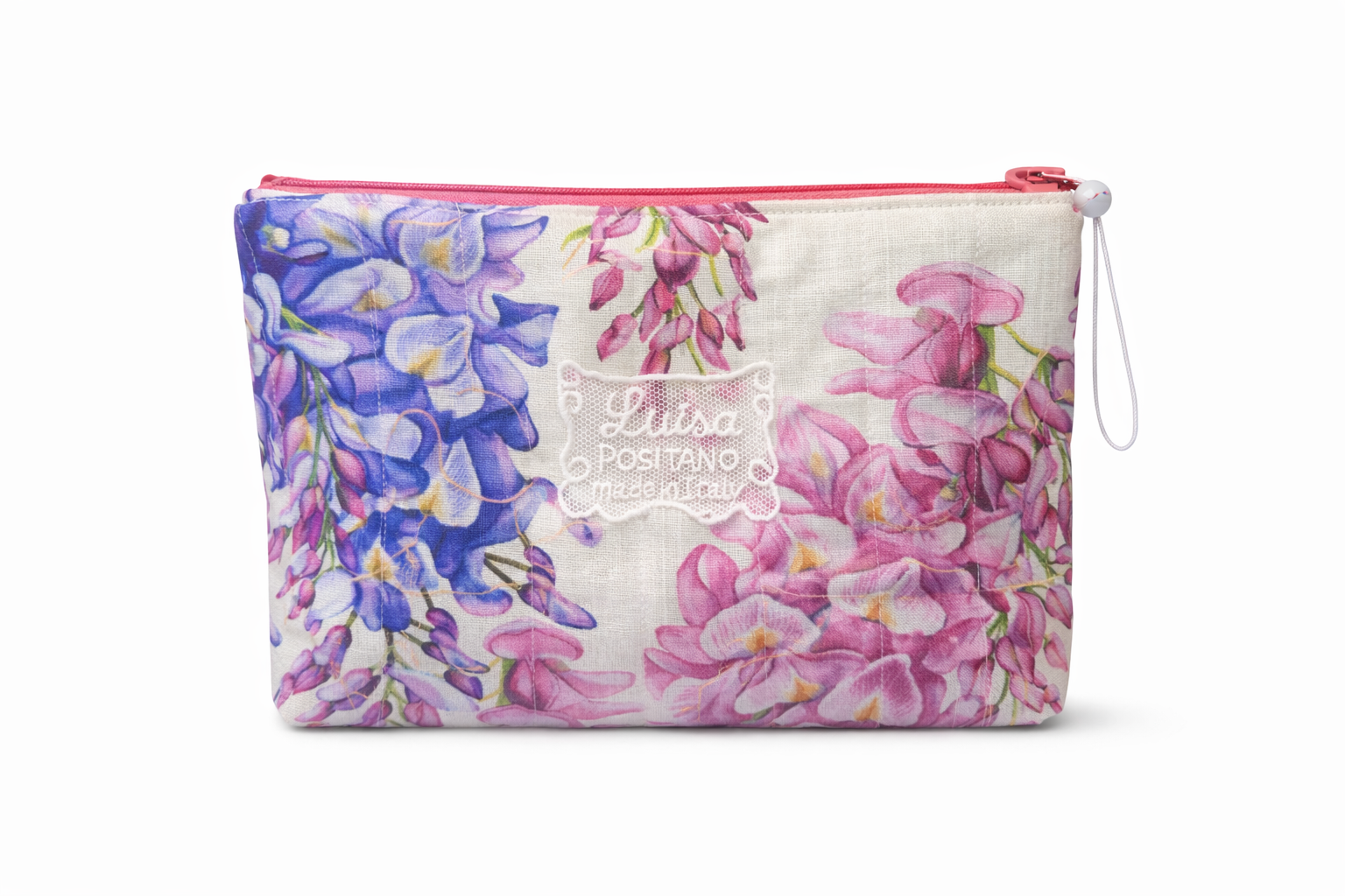 Pochette in lino stampa glicine