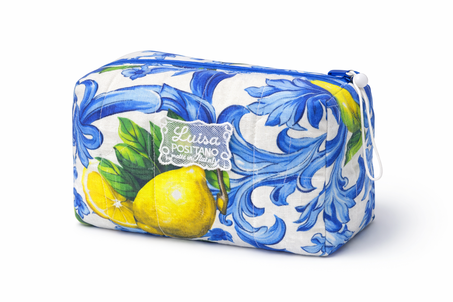 Beauty in lino con zip stampa Ravello limoni
