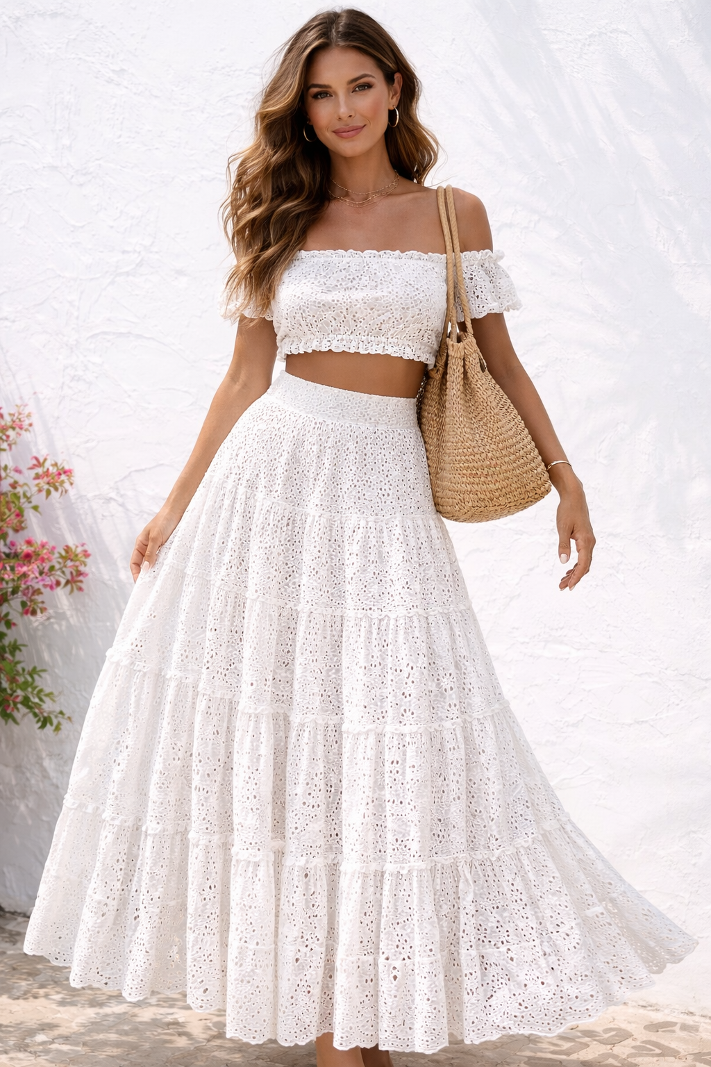 Cotton San Gallo lace gown