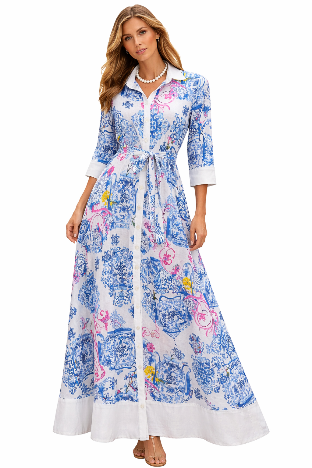 Robe Asal en lin imprimé vases