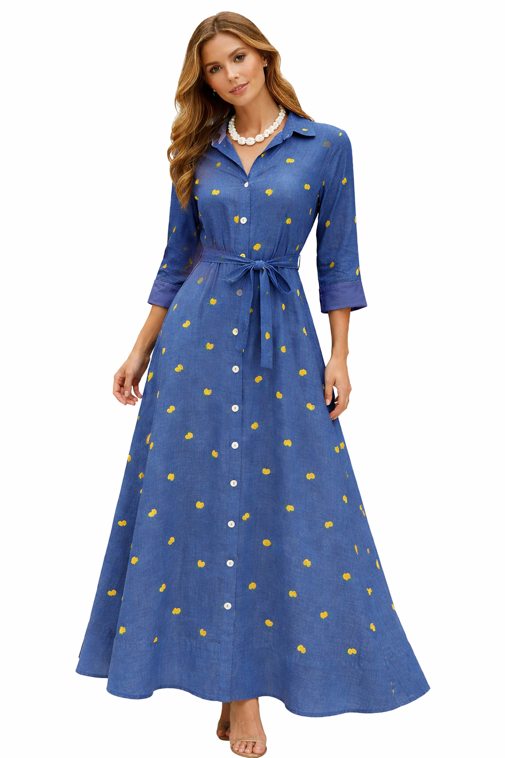 Robe Asal en lin brodée citrons T.M/L