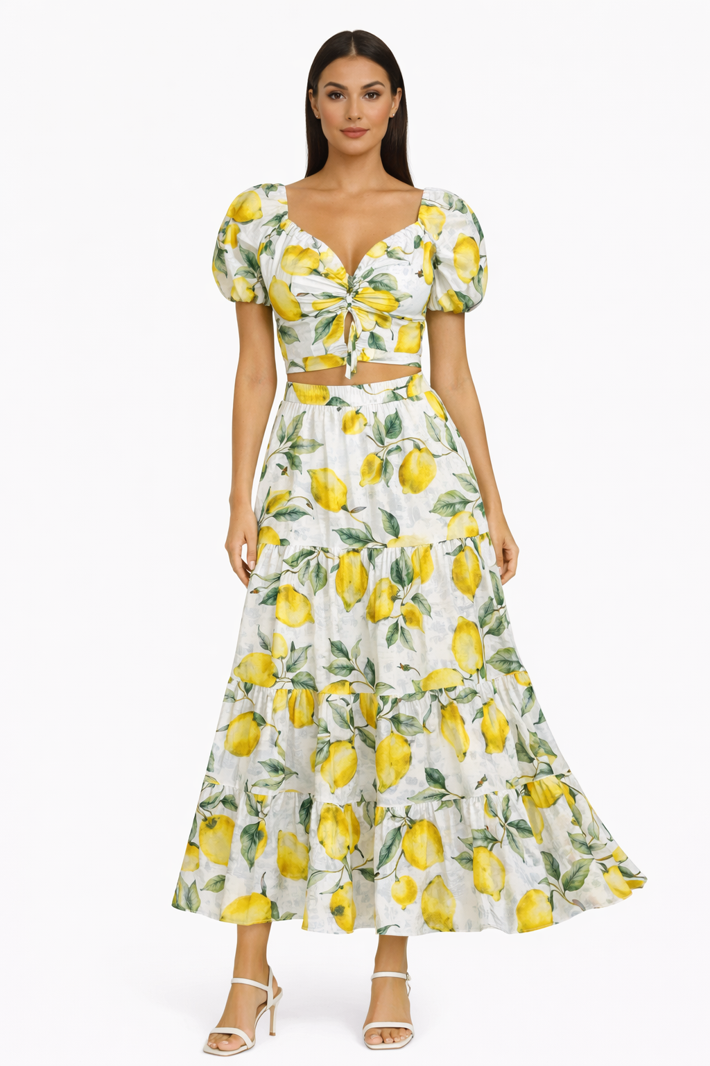 Hedy linen skirt with lemon print