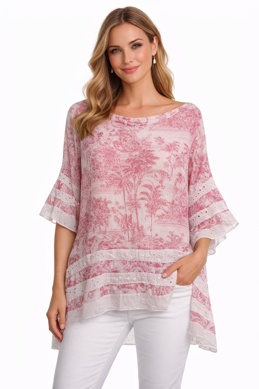 Luisa linen tunic with Adoro pink print