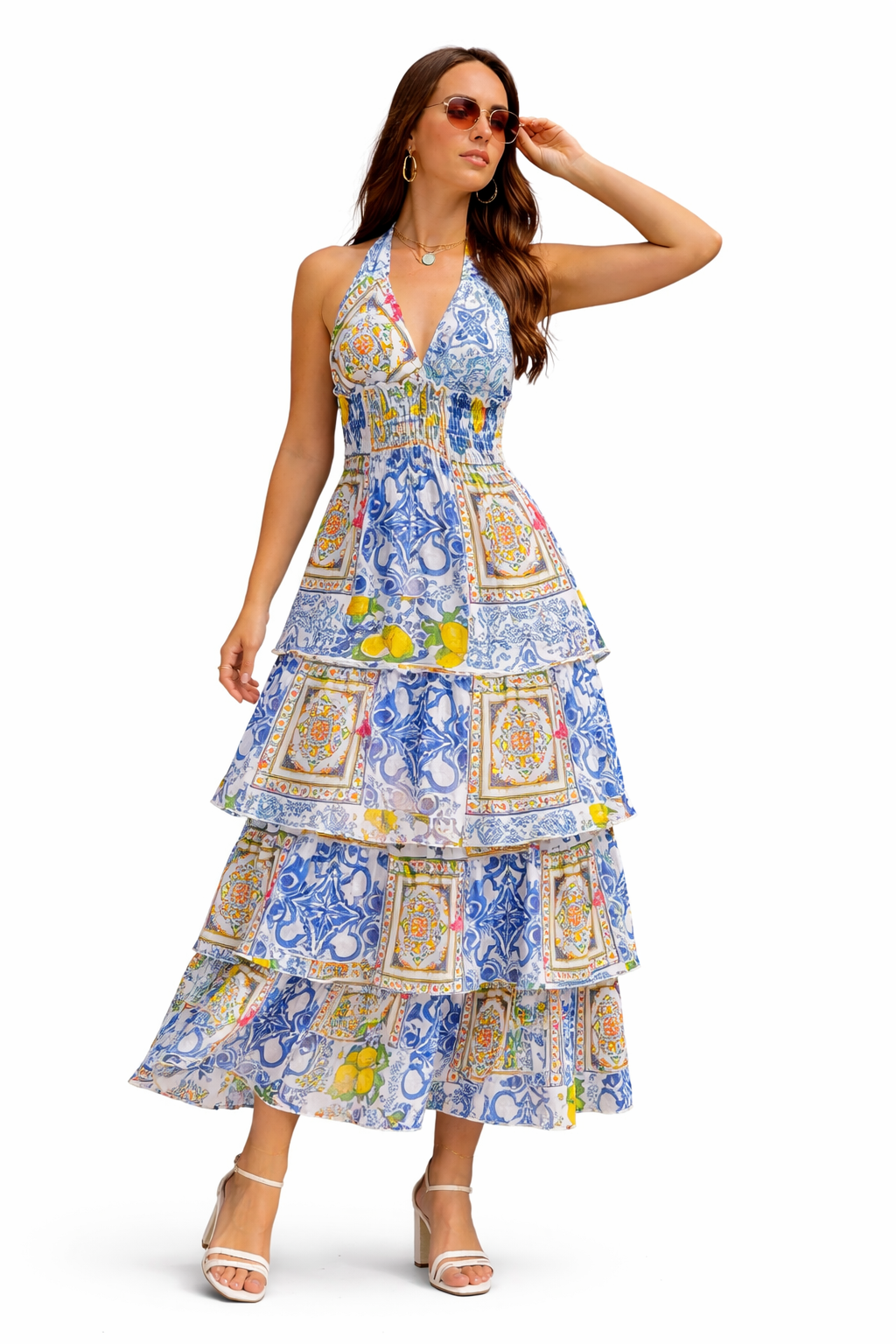 Robe Avocado en lin imprimé mixte