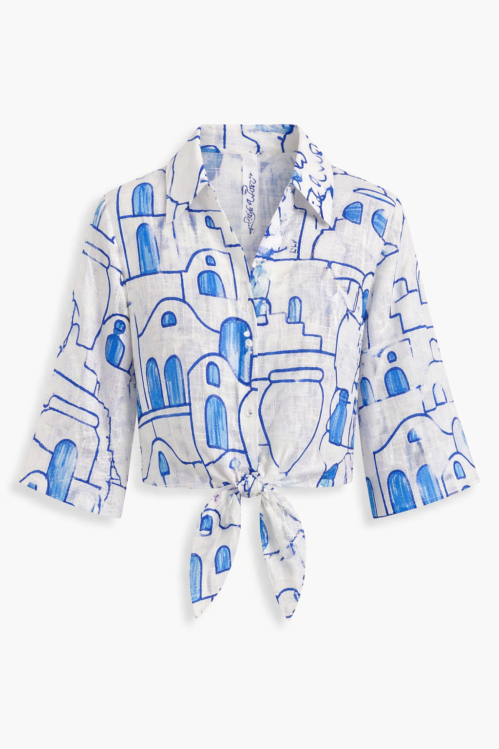 Tania top in linen with house print