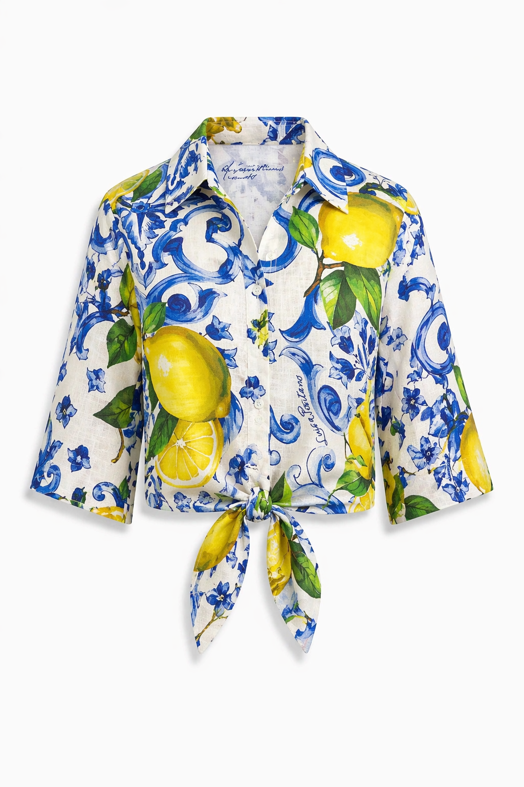Top Tania en lin imprimé Ravello citrons