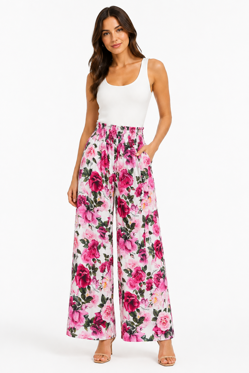 Pantaloni Mandala in lino stampa Rose taglia M
