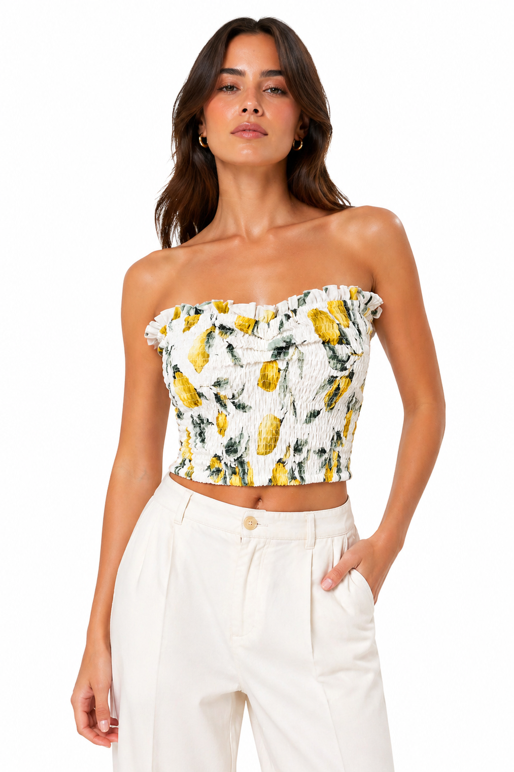 Top Leinen mit Zitronenprint