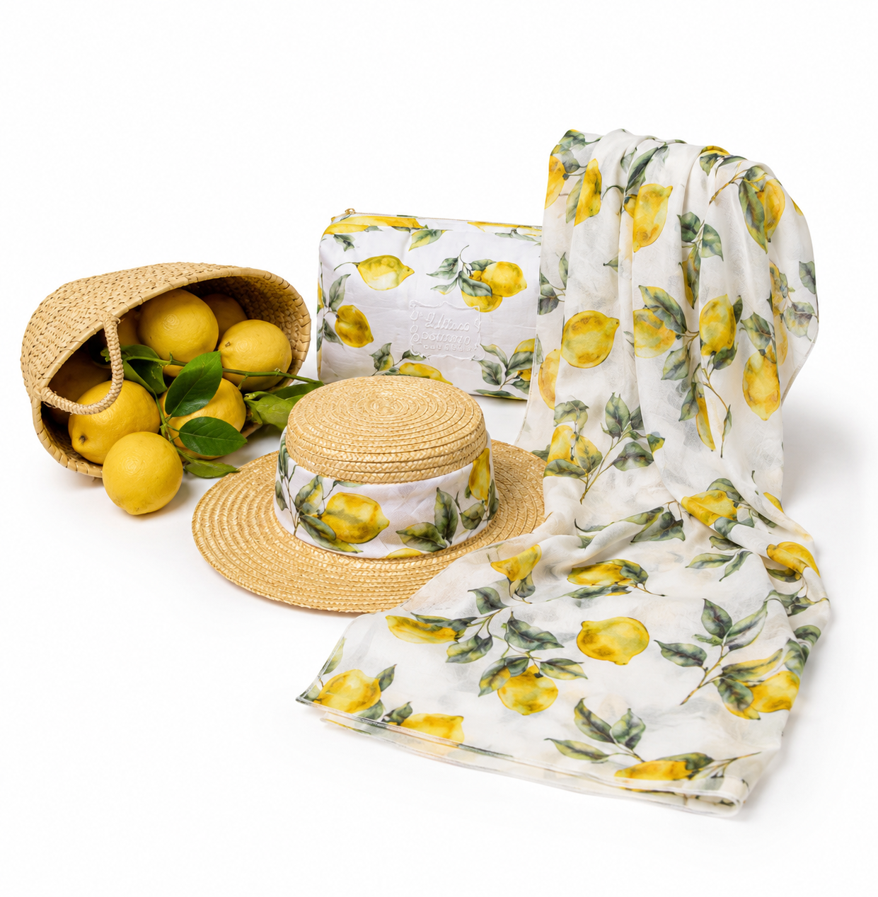 Pareo chiffon in viscosa stampa limoni