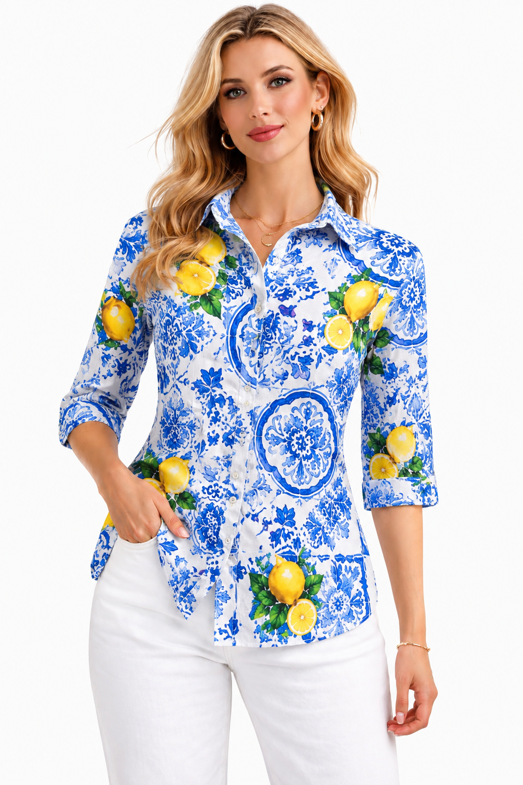 New Nara linen shirt with lemon print