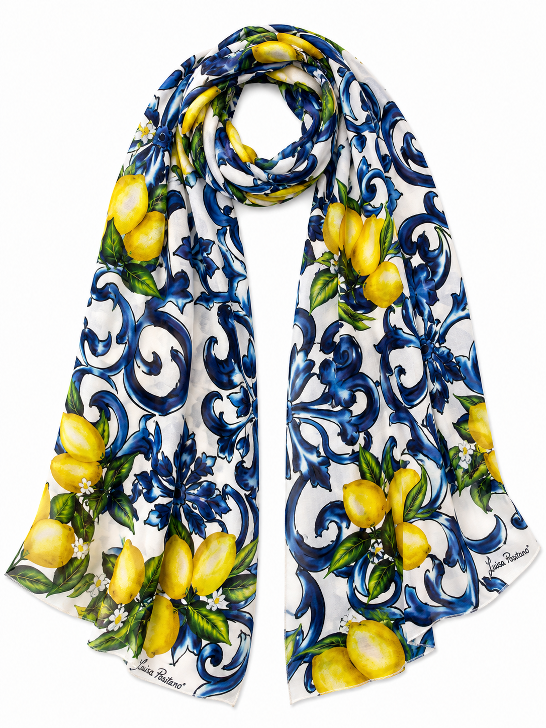 Pareo stola chiffon in stampa Ravello limoni