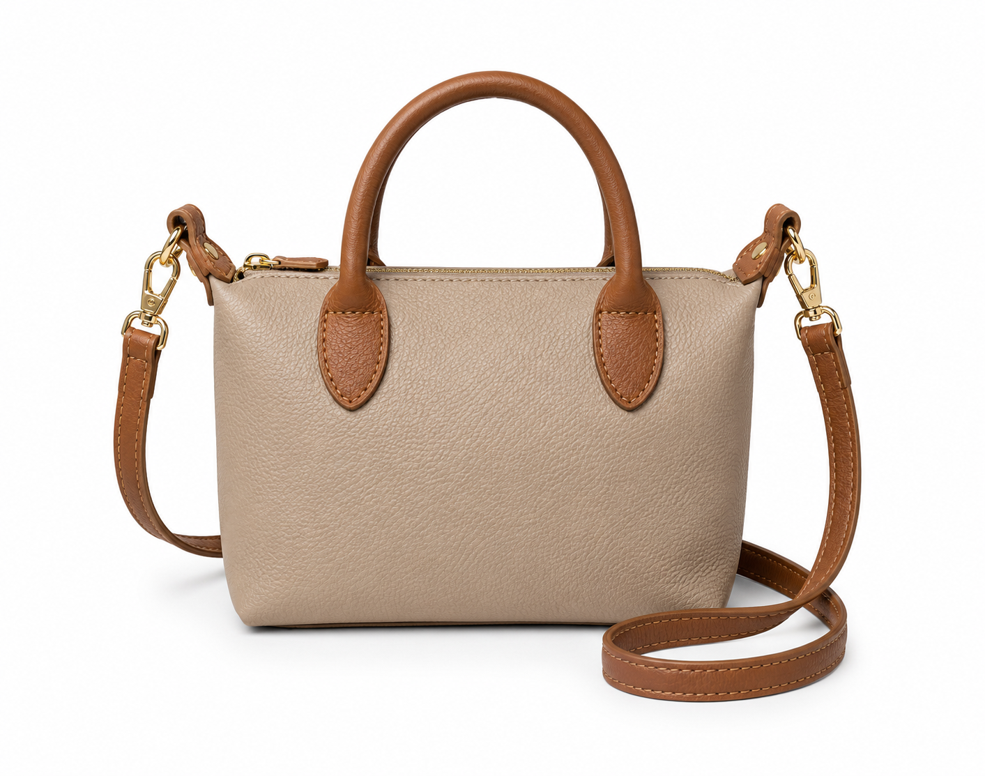 Medium beige leather shoulder bag