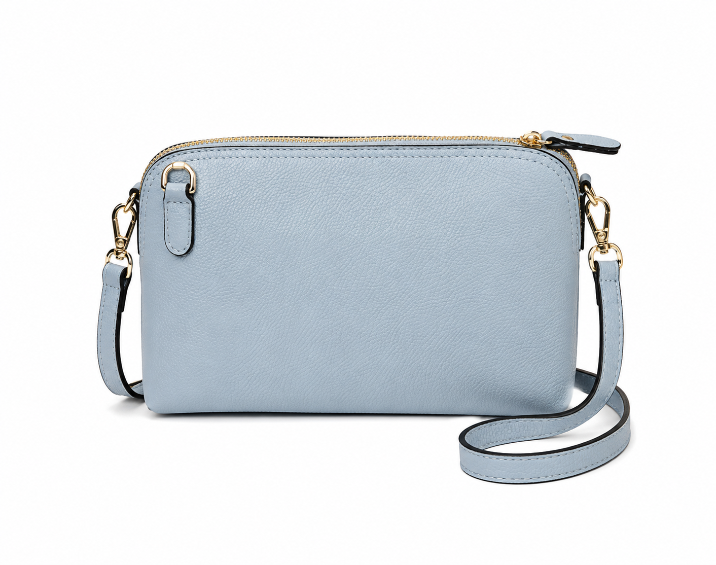 Light blue leather zip bag