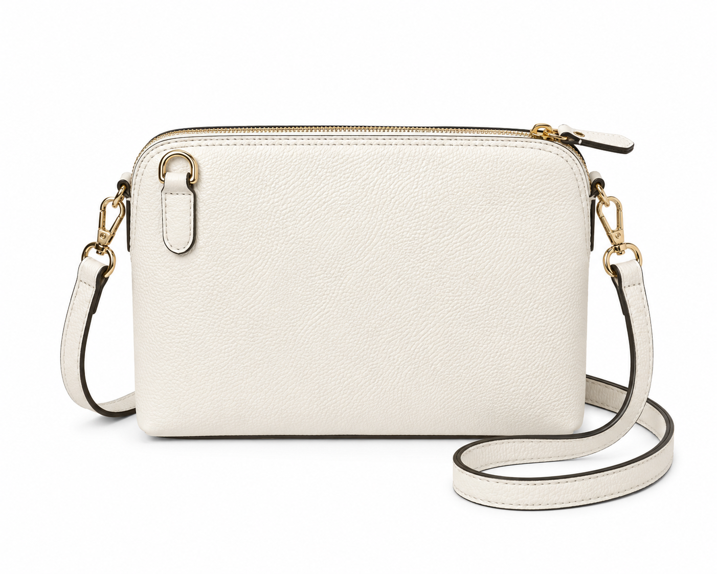 White leather zip bag