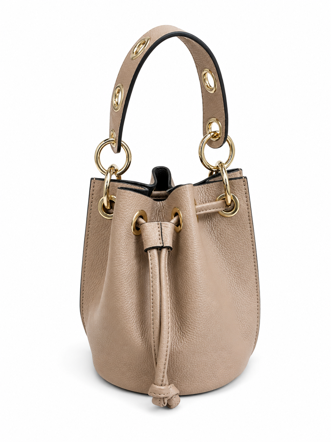 Antique rose leather bucket bag