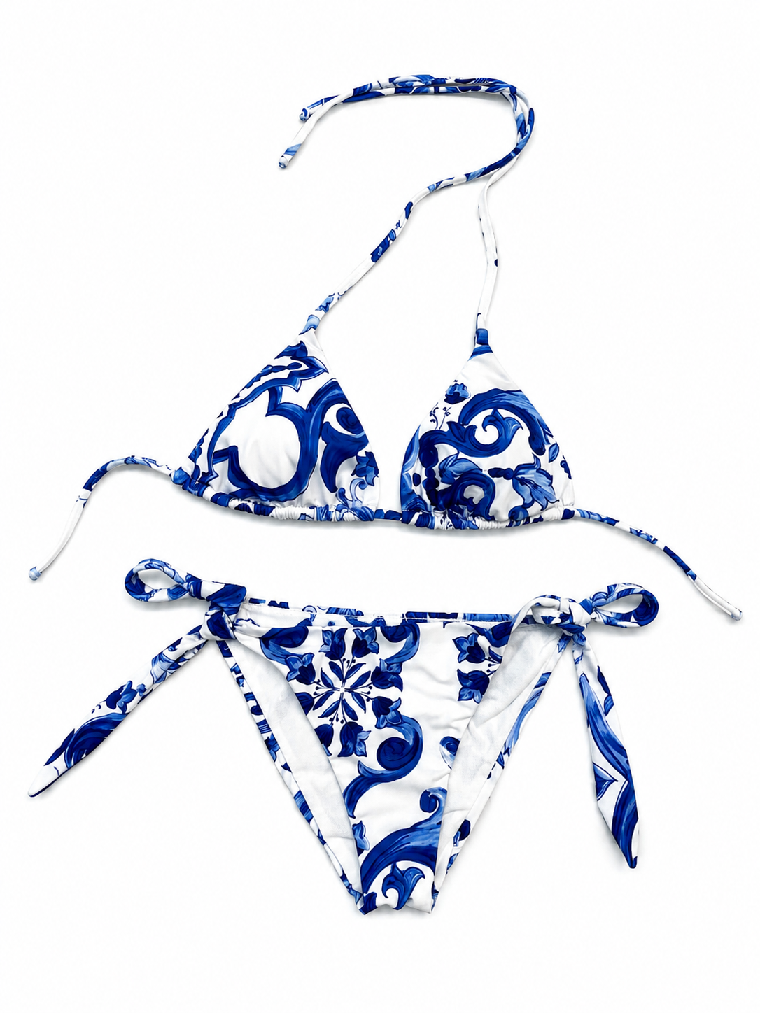 Ravello triangle bikini top blue