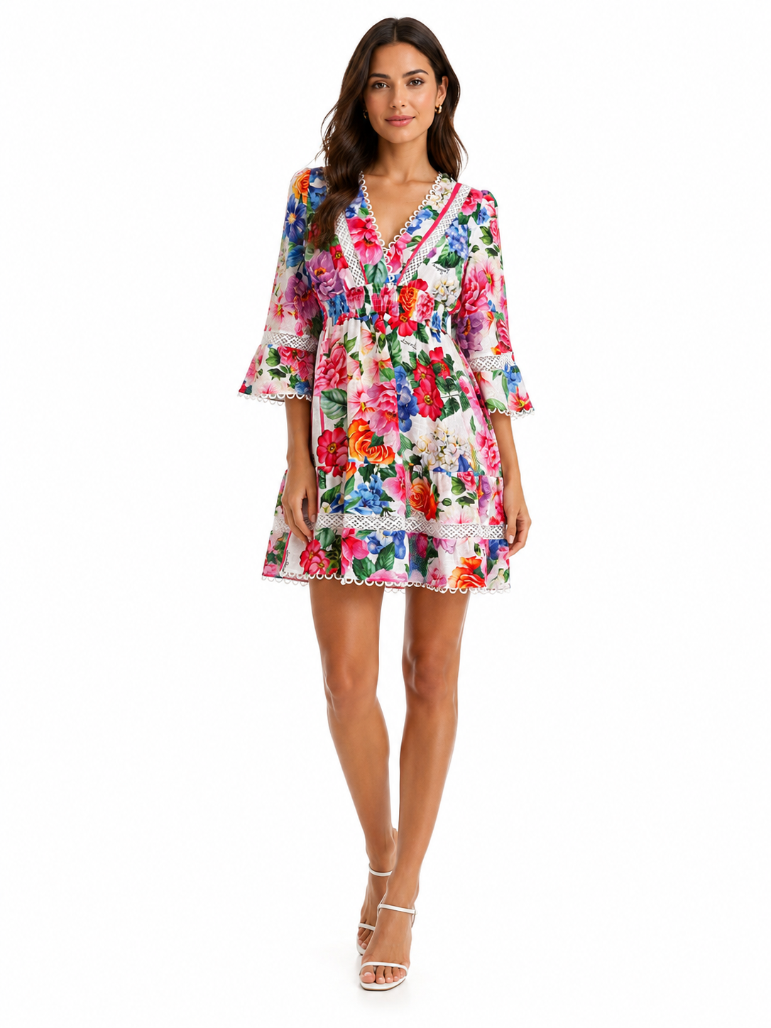 Poison Flower print linen dress