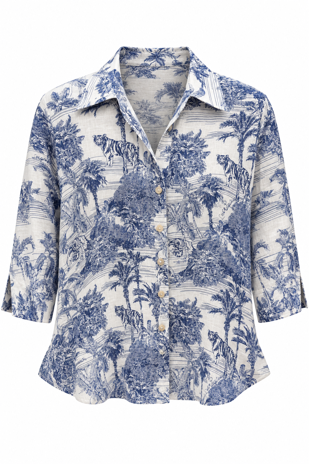Camicia Nara in lino stampa Adoro blu