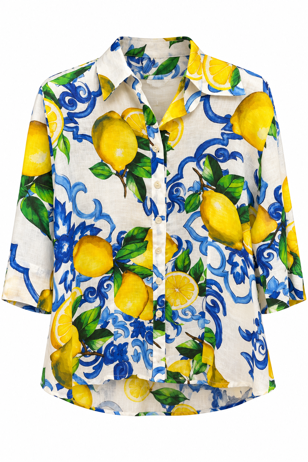 Camicia Nara in lino stampa Lime