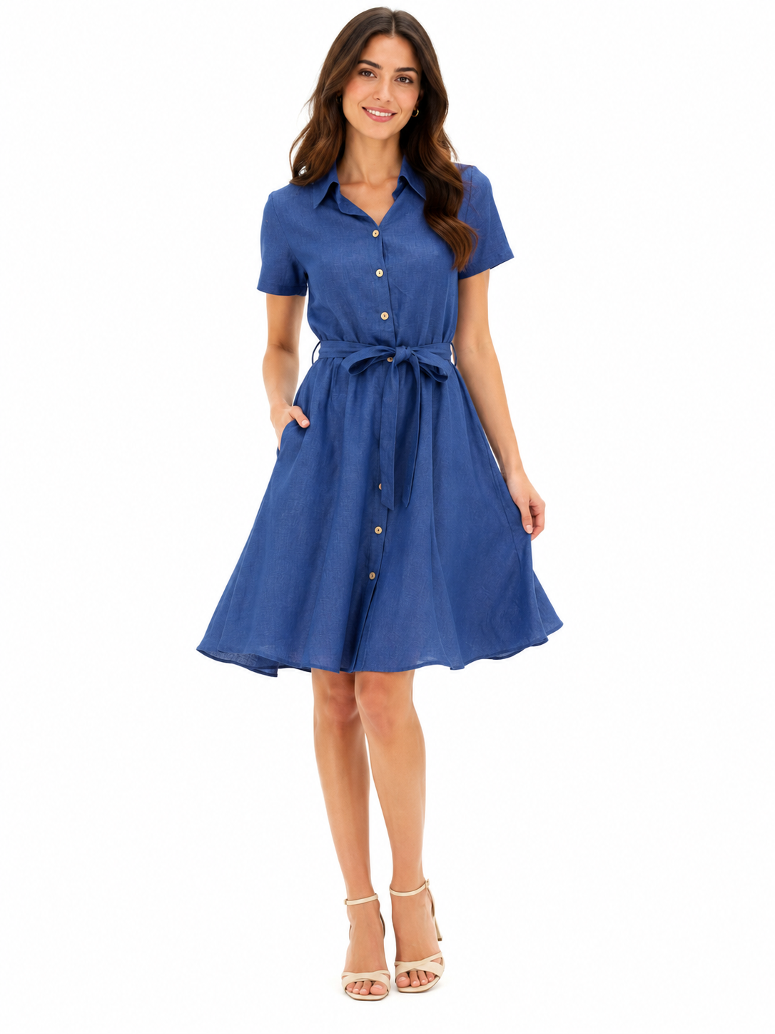 Abito Daphne in lino blu