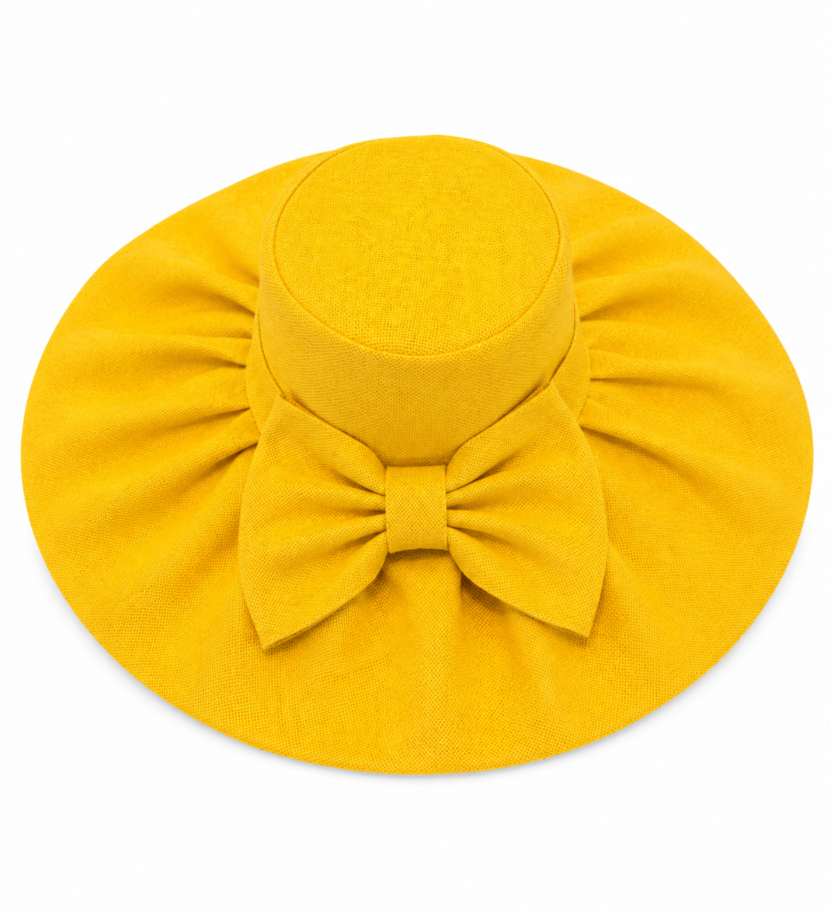 Cappello giallo in paglia fiocco
