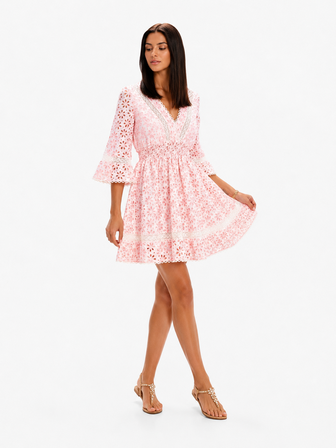 Abito Veleno in cotone sangallo rosa