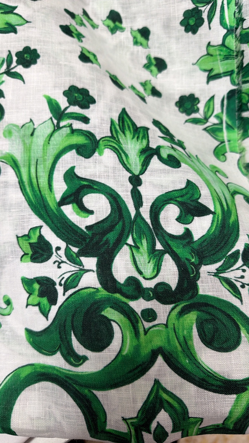 Pantaloni Mandala in lino stampa Ravello verde