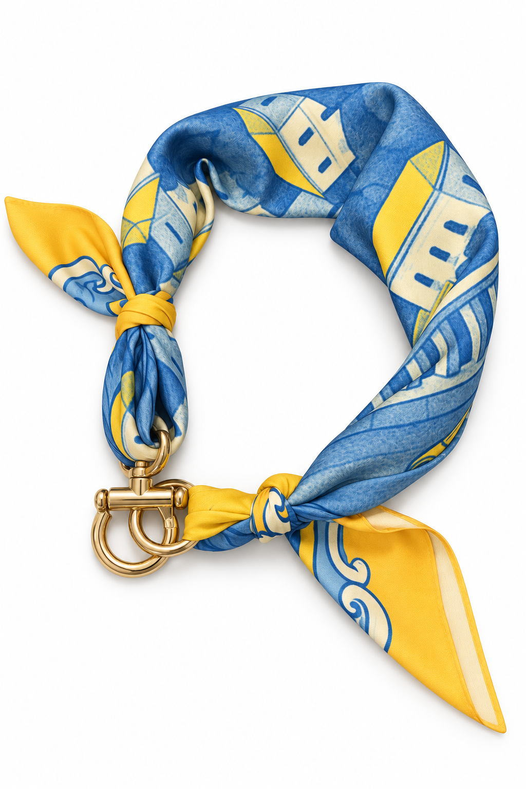 Cintura foulard effetto seta stampa casette
