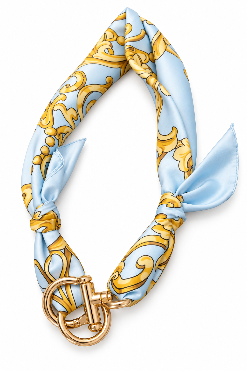 Cintura foulard effetto seta stampa azzurro
