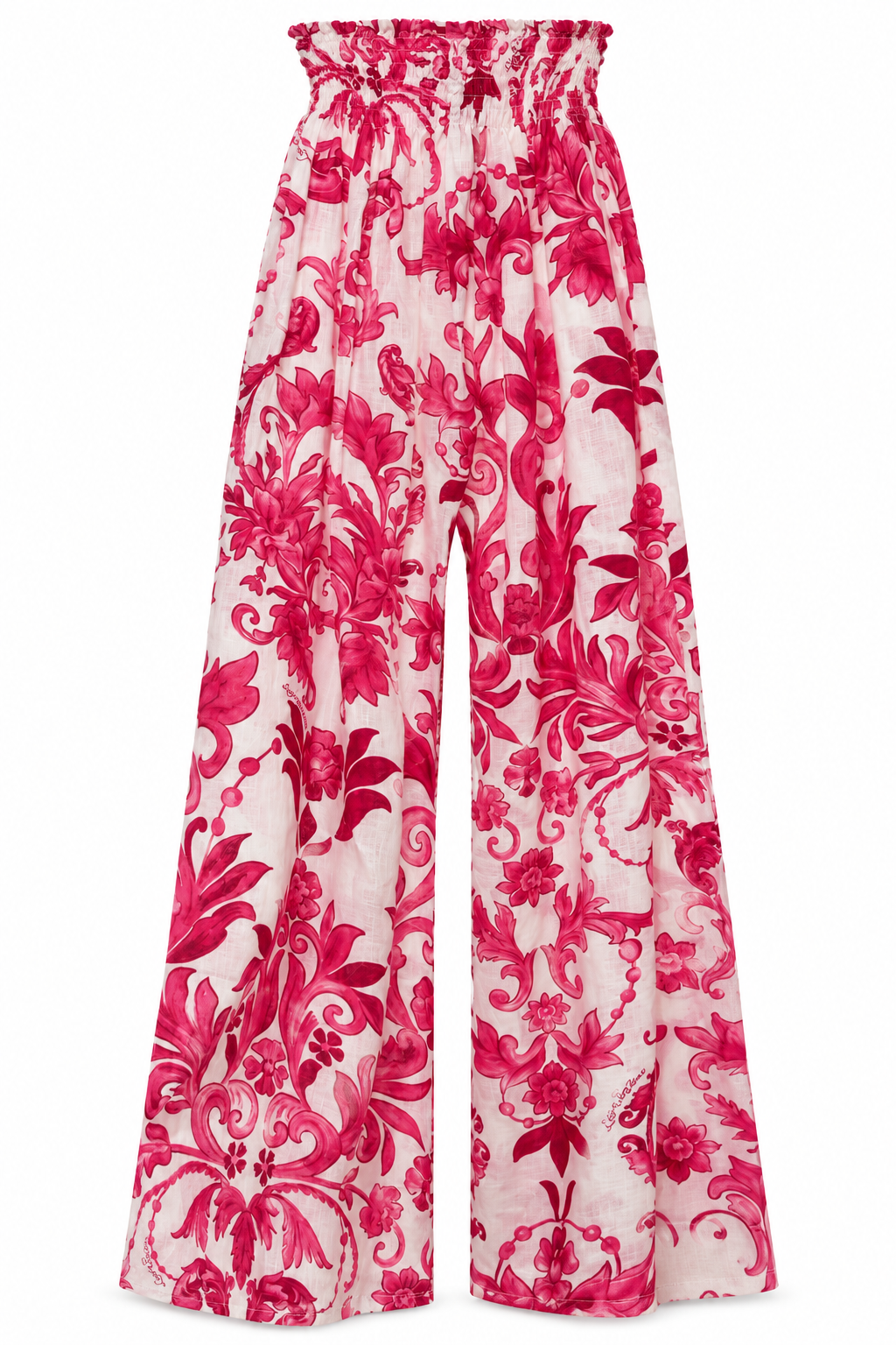 Pantaloni Mandala in lino  stampa Ramo rosa