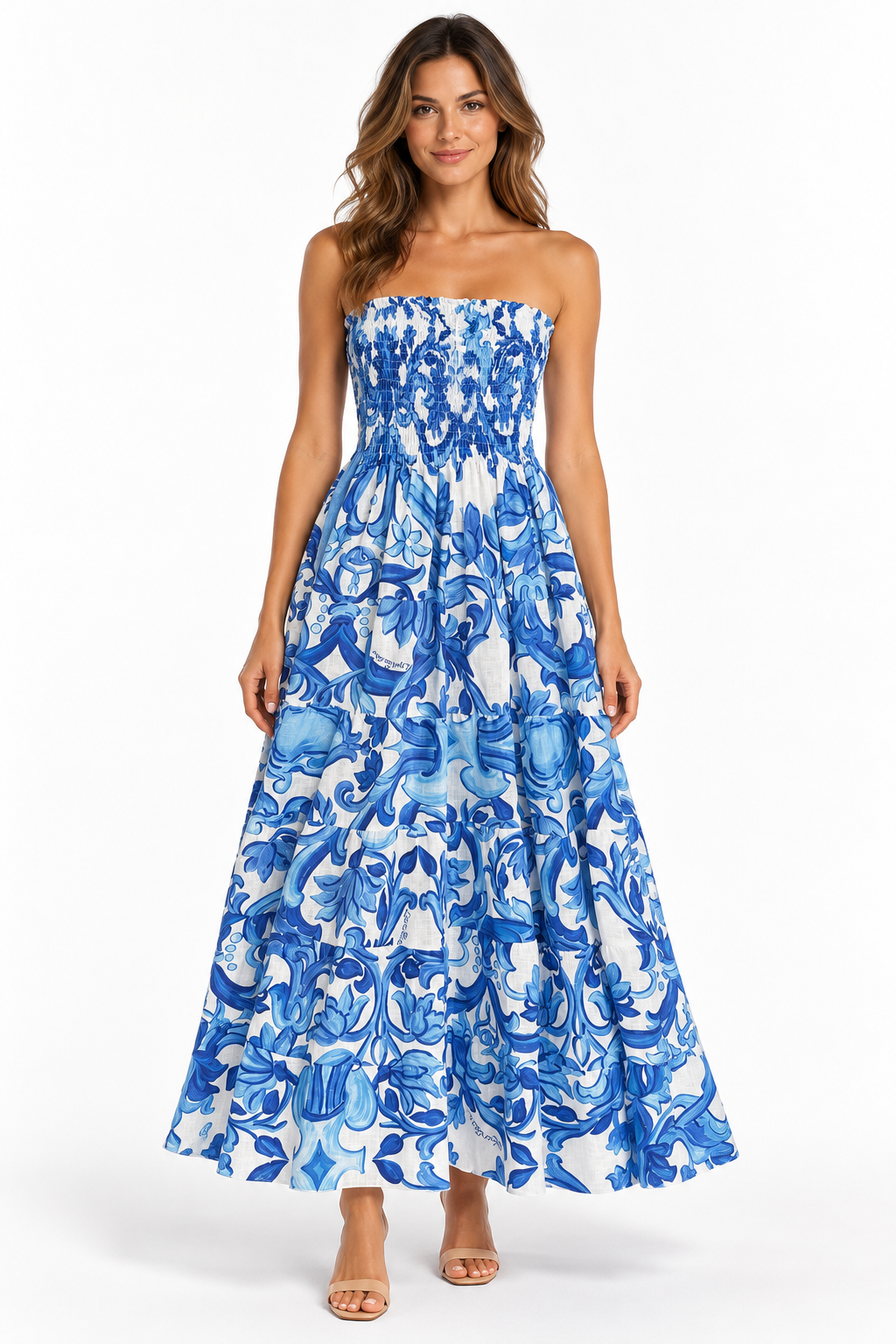 Abito Totarone in lino stampa pittura blu