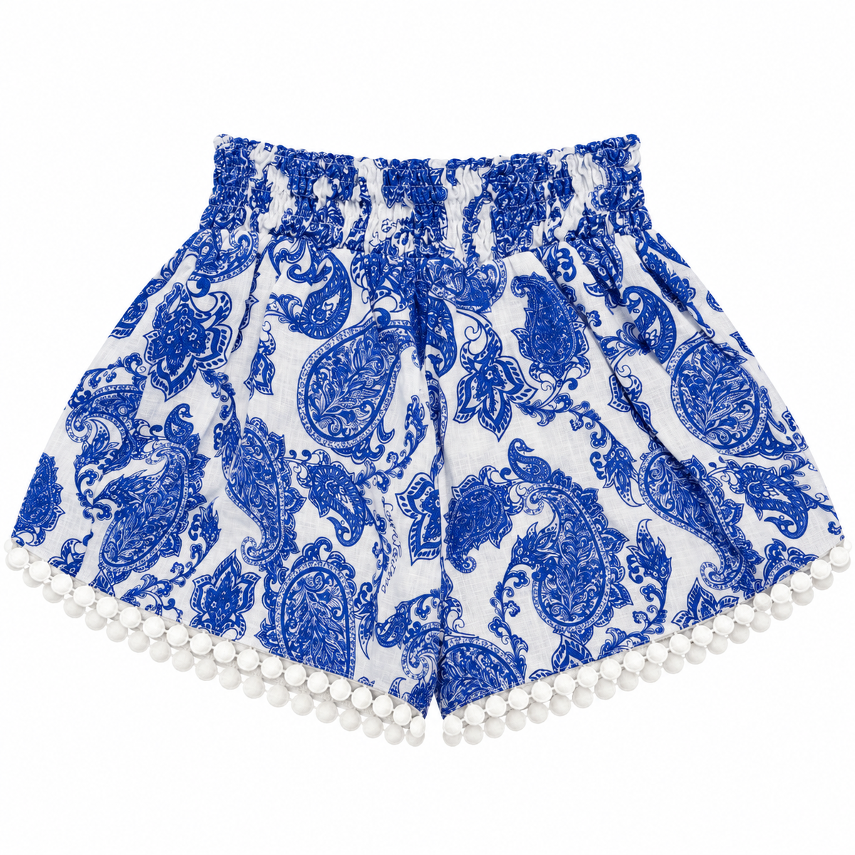 Pantaloncini Mimi in lino stampa cachemire blu one size